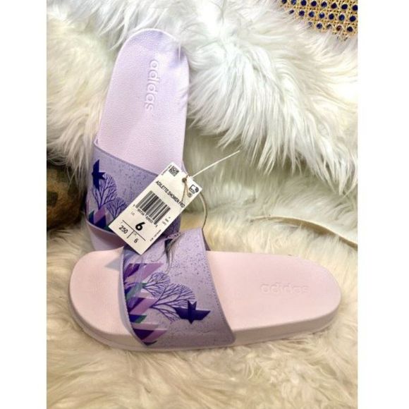 adidas Adilette Shower Slide Sandal, Purple Tint/Light Purple/Almost Pink Sz 6 - Picture 2 of 6